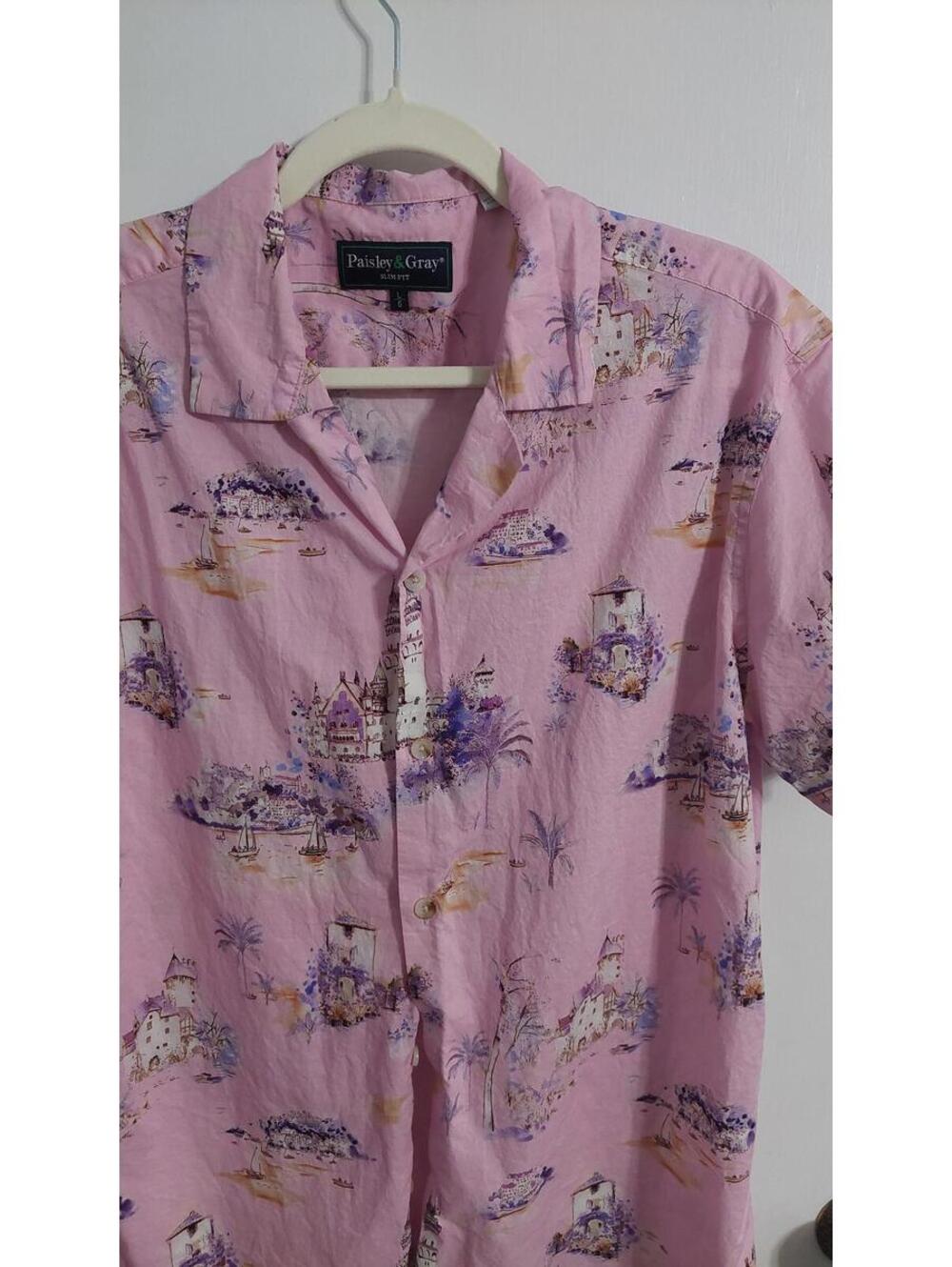 Paisley & Gray Pink Short Sleeve Button-Up Shirt